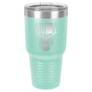 Deer With Flag Design Tumbler